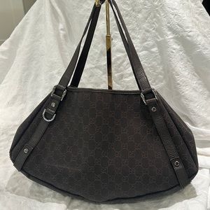 Vintage Gucci GG Canvas and Leather Abbey Tote